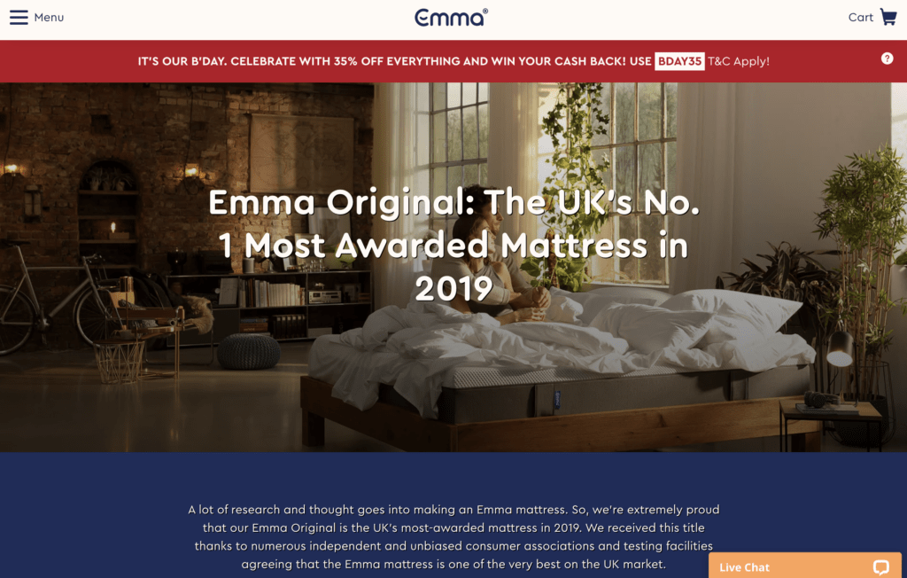 Emma mattress website